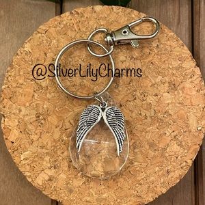 Angel Wings With Acrylic Tear Drop / Purse Charm / Keychain